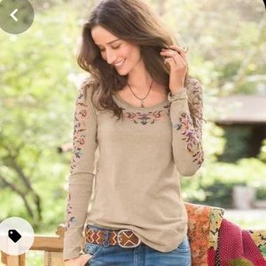 Sundance embroidered cotton scoop neck shirt M